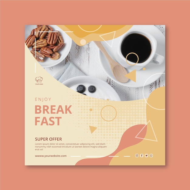 Breakfast restaurant squared flyer template