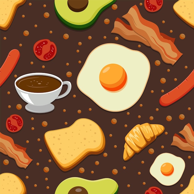 Vector breakfast seamless pattern background