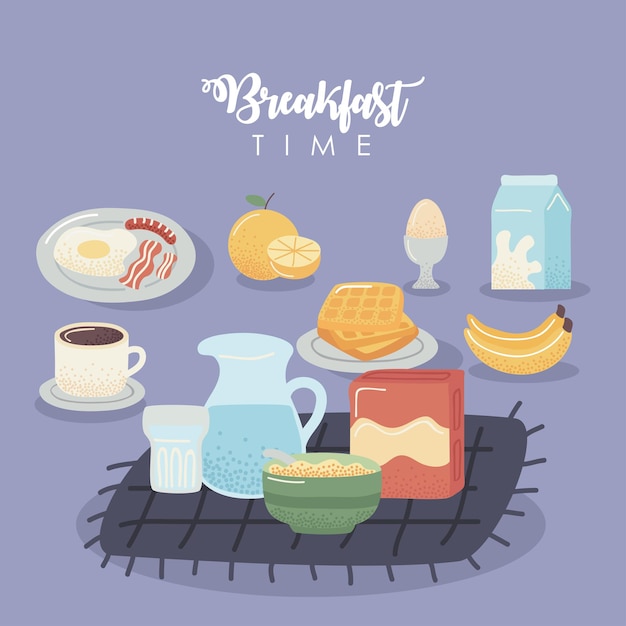 Breakfast time food lettering