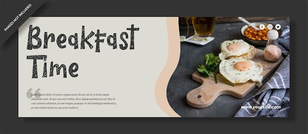 Vector breakfast time restaurant banner template