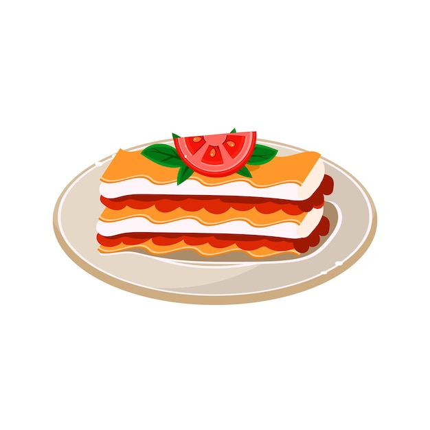 Breakfast waffle with tomato. vector illustration appetizing dishes collection