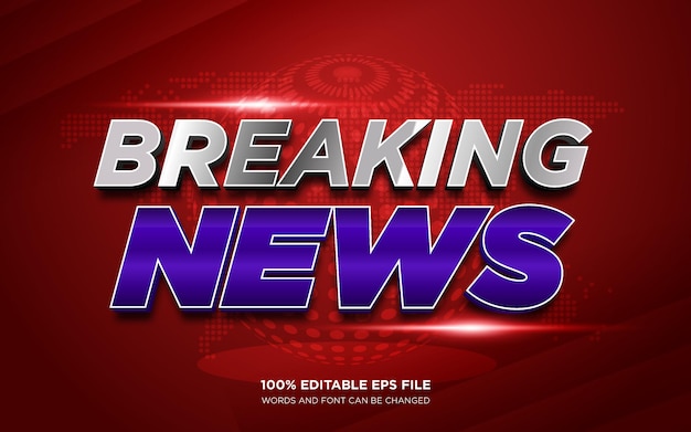 Vector breaking news 3d editable text style effect