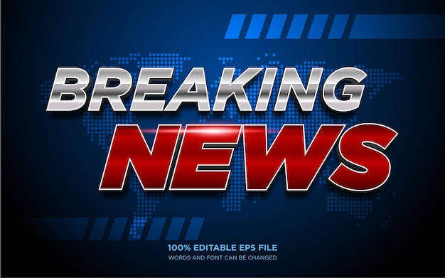 Vector breaking news 3d editable text style effect