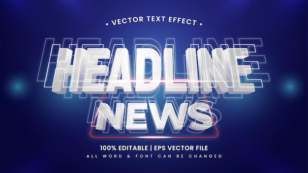 Breaking News 3D-tekststijleffect. Bewerkbare illustrator-tekststijl.