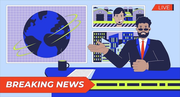 브레이킹 뉴스 커 플래트 일러스트레이션