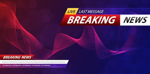 Breaking news background business or technology template breaking news text on dark blue with light