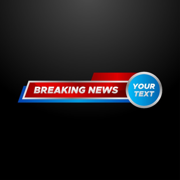 Vector breaking news badge design for media