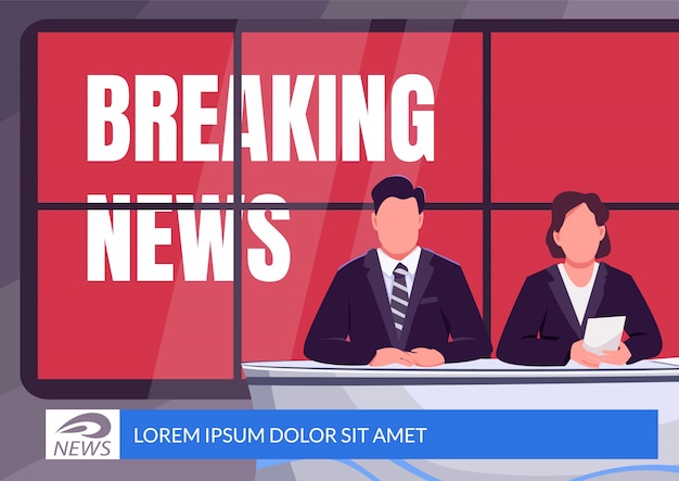 Vector breaking news banner flat template