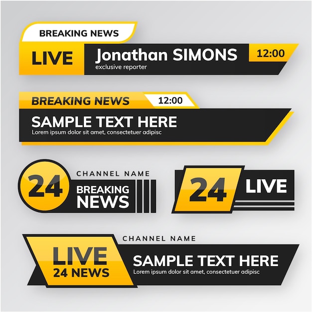 Vector breaking news banners style