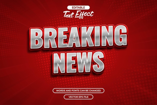Breaking news bewerkbare tekst effect vector