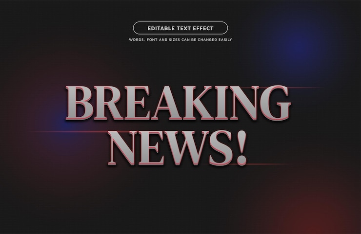 Vector breaking news editable text effect