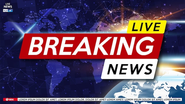 Breaking news live on world map.