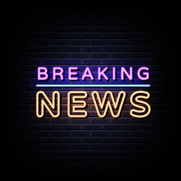 Breaking news neon sign text  