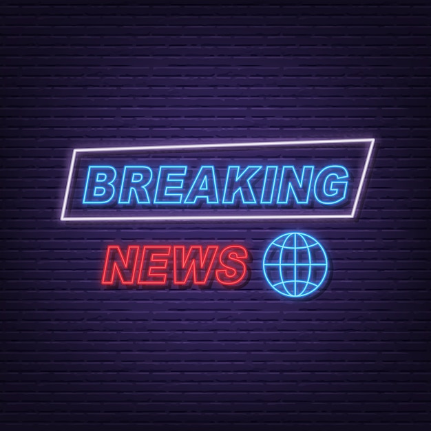 Breaking news neon signboard