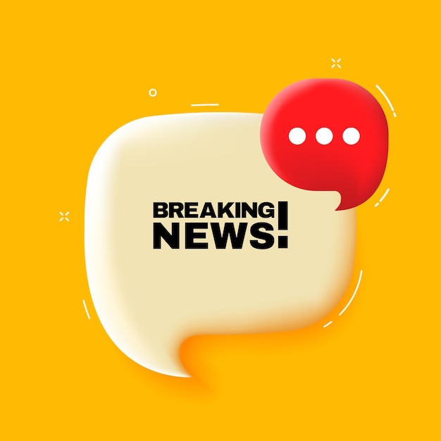 Breaking News Tekstballon met Breaking News tekst 3d illustratie Pop-art stijl Vector lijn icoon voor Business en Advertising