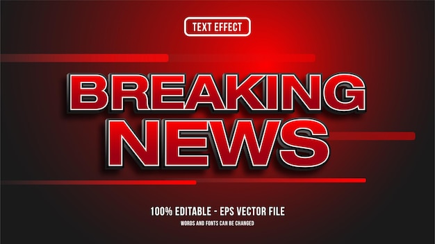 Vector breaking news text effect style concept