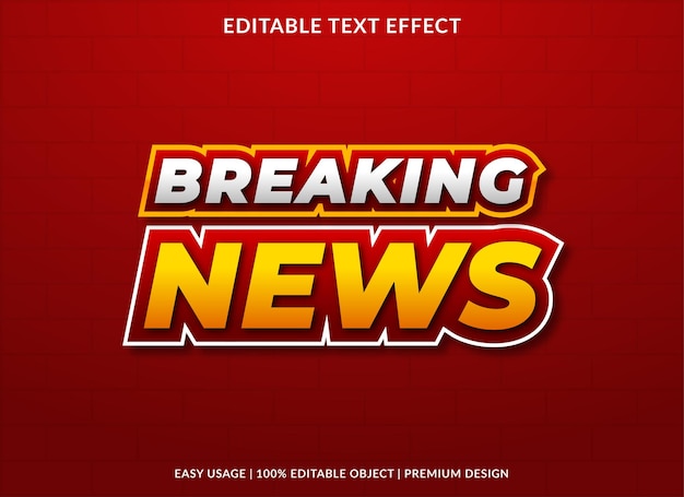 Breaking news text effect template with bold style use for brand typography