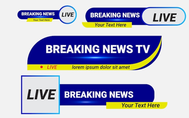 Breaking news tv banners set Free Vector