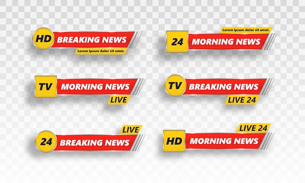 Vector breaking news tv banners set.