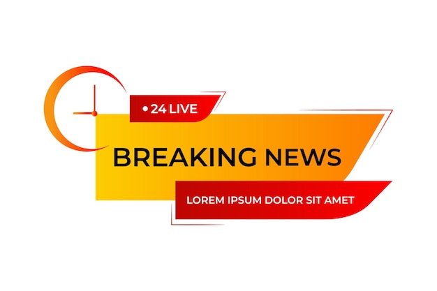 Breaking news vector element on white background.