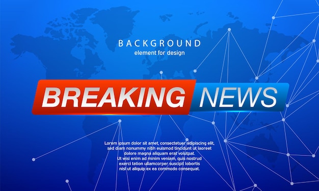 Vector breaking news on world map background. planet news.