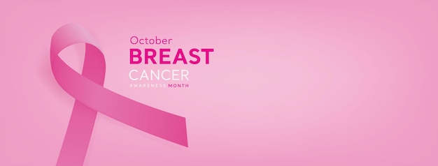 Breast cancer awareness campaign banner background with pink ribbon