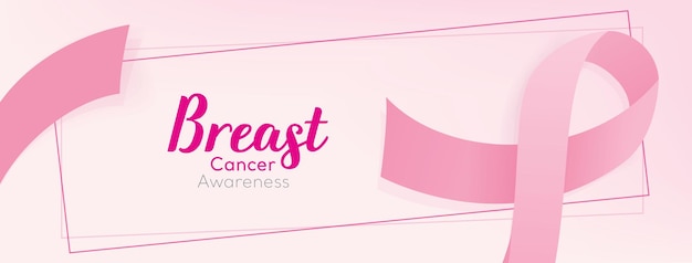 Breast cancer awareness campaign banner background with pink ribbon