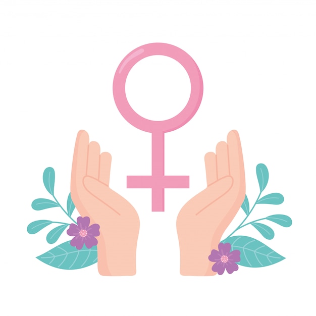 Breast cancer awareness hands gender female sign vector design and illustration