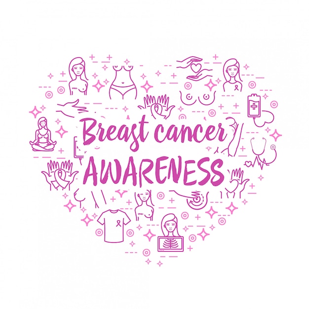 Breast cancer awareness icons