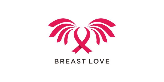 유방암 인식 로고와 털 개념 디자인 일러스트 아이콘 터