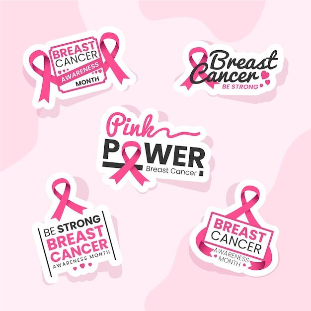 Vector breast cancer awareness month badges collection