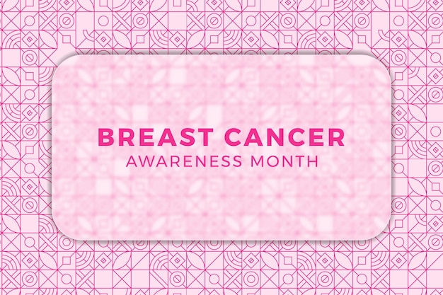 Breast Cancer Awareness Month banner ontwerp lay-out met wazig glaselement en geometrisch patroon