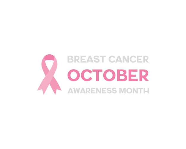 Breast cancer awareness month banner with pink ribbon