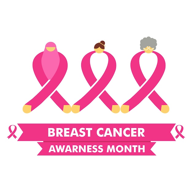 Breast cancer awareness month design. breast cancer pink ribbon banner illustration