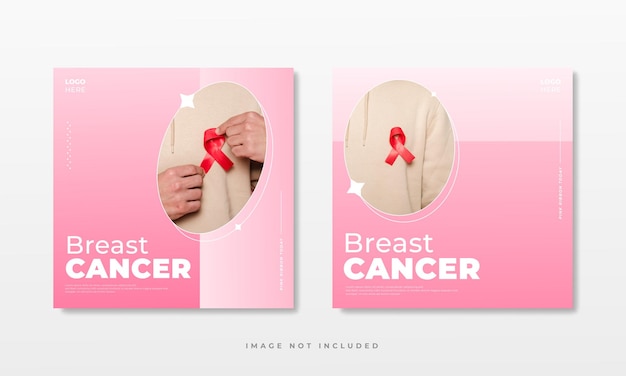 벡터 소셜 미디어 포스트 템플릿을 위한 유방암 인식의 달