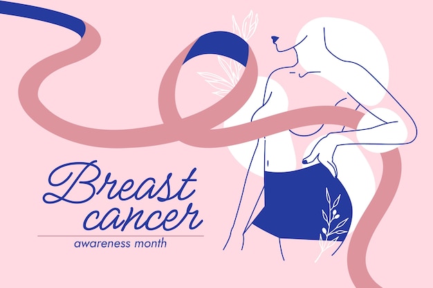 Breast cancer awareness month hand drawn flat illustration