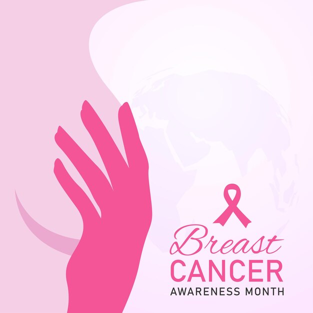 Vettore illustrazione del mese di consapevolezza del cancro al seno