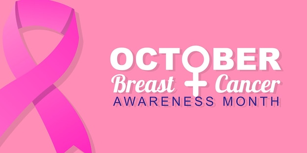 Vector breast cancer awareness month is celebrated in october greeting poster vector illustration design