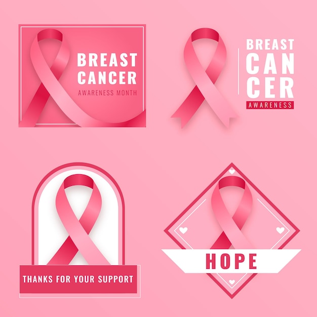 Breast cancer awareness month labels collection