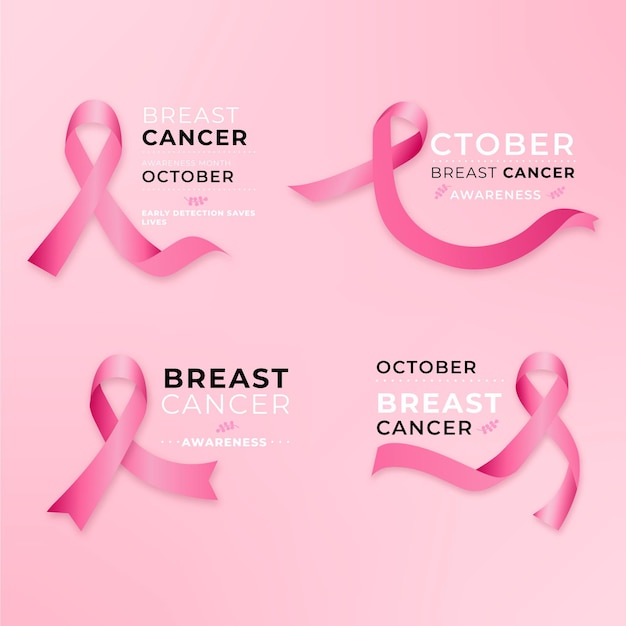 Breast cancer awareness month labels design