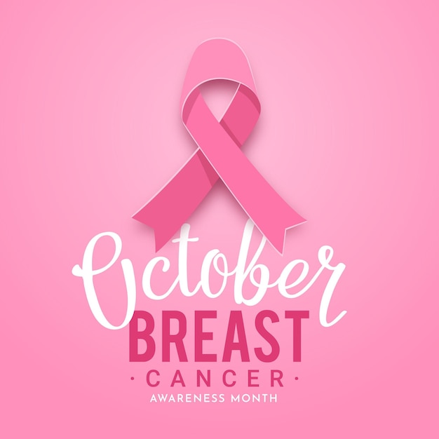 Vector breast cancer awareness month lettering