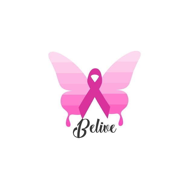 Breast Cancer Awareness Month met Pink Butterfly Wings Ribbon voor ondersteuningscampagne