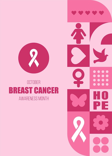 Vector breast cancer awareness month neo geometrical