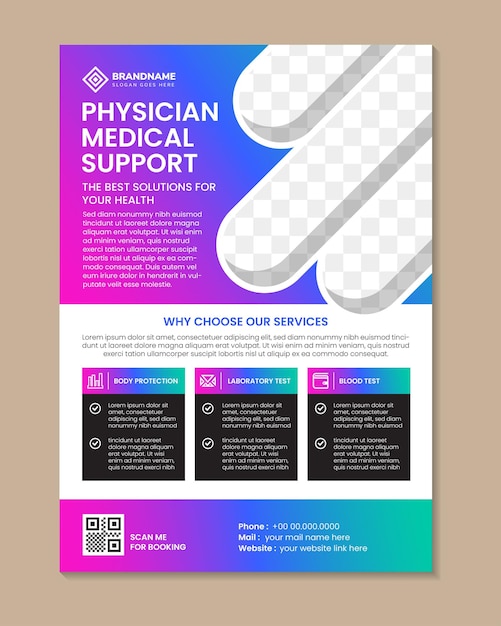 Breast Cancer Awareness Month physician medical support flyer in vertical layout with space photo