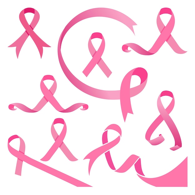 Vector breast cancer awareness month. pink color ribbon on white background. vector design template