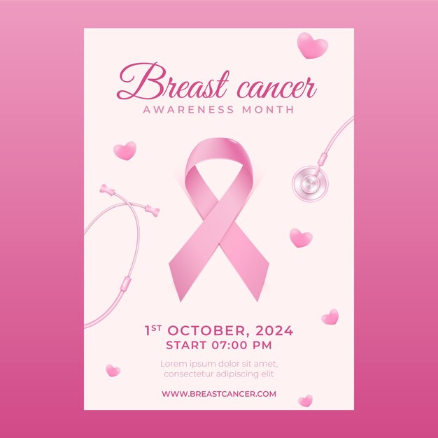 Breast cancer awareness month poster template