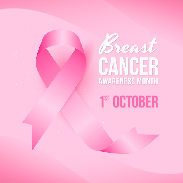 Vettore illustrazione realistica del mese di consapevolezza del cancro al seno