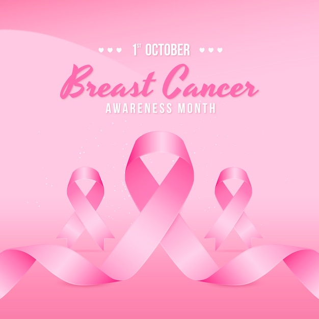 Vector breast cancer awareness month realistic illustration