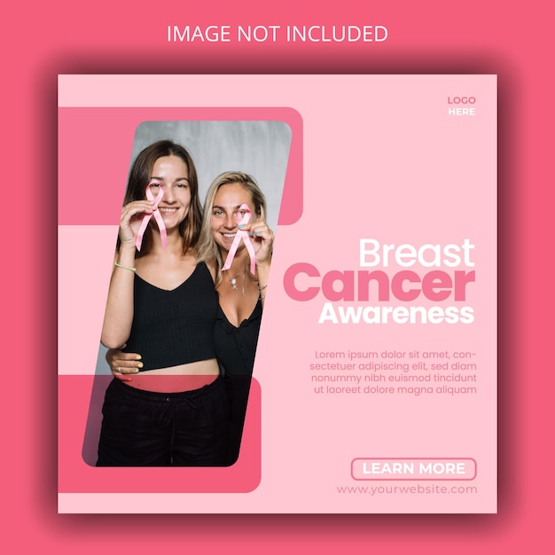 Banner sui social media del mese di sensibilizzazione sul cancro al seno e modello di post su instagram