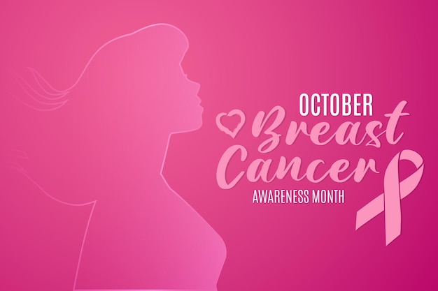 Vector breast cancer awareness month social media post pink gradient ribbon illustration